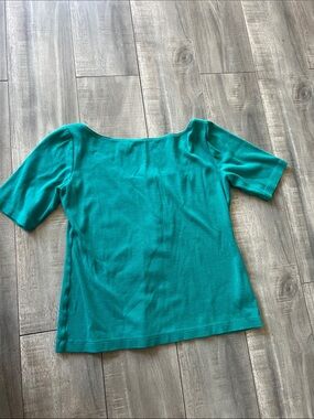 Lafayette 148 New York Teal Short-Sleeve Scoop Neck Top